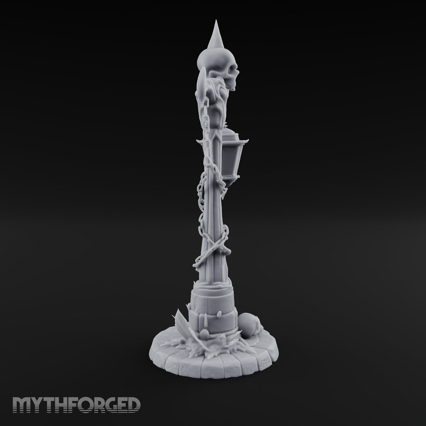Skull-Topped Chain-Wrapped Necromantic Street Lamp Post Miniature for Dungeons and Dragons, Pathfinder or other TTRPGs