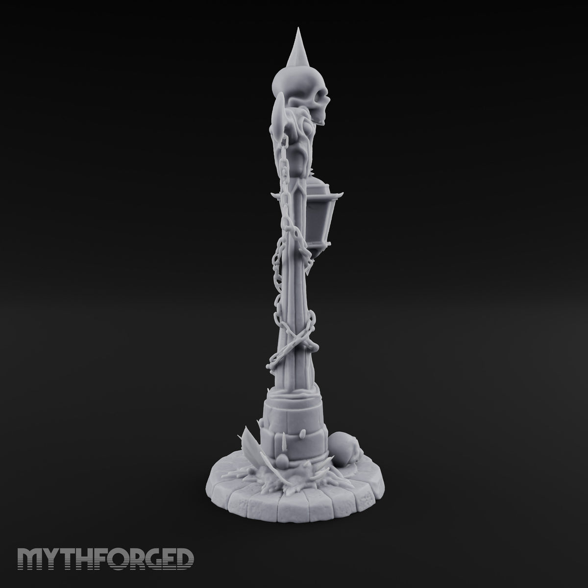 Skull-Topped Chain-Wrapped Necromantic Street Lamp Post Miniature for Dungeons and Dragons, Pathfinder or other TTRPGs