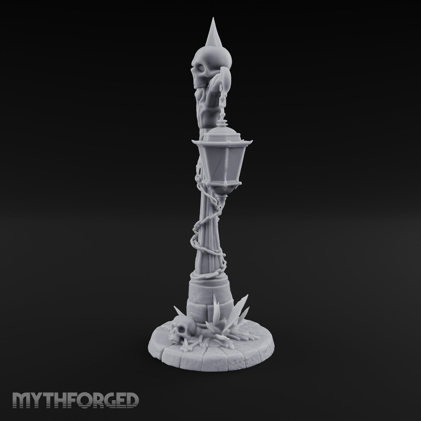 Skull-Topped Chain-Wrapped Necromantic Street Lamp Post Miniature for Dungeons and Dragons, Pathfinder or other TTRPGs
