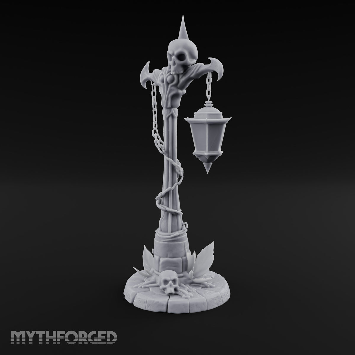 Skull-Topped Chain-Wrapped Necromantic Street Lamp Post Miniature for Dungeons and Dragons, Pathfinder or other TTRPGs
