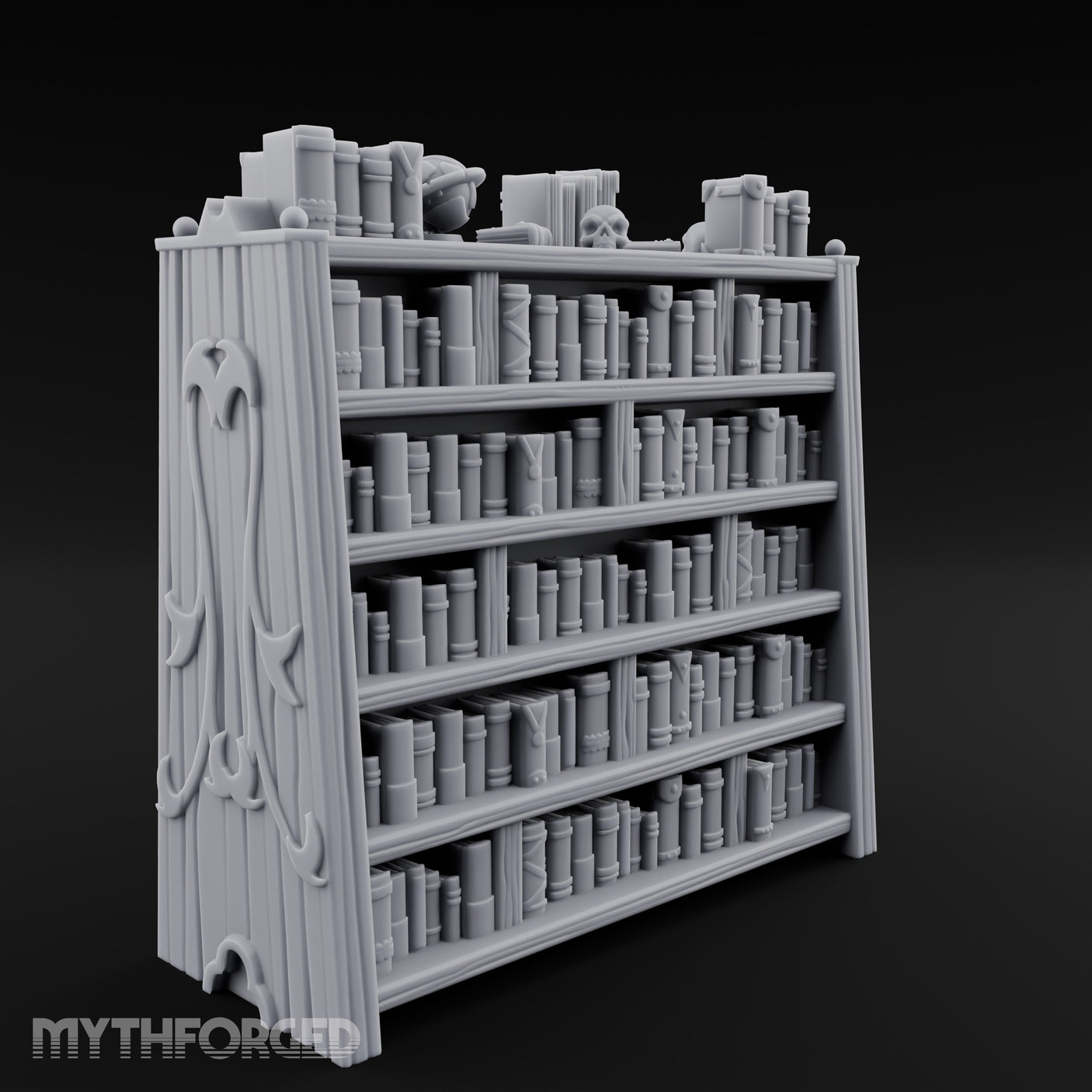 Skull-Topped Globe-Dressed Scholar's Library Bookshelf Miniature for Dungeons and Dragons, Pathfinder or other TTRPGs