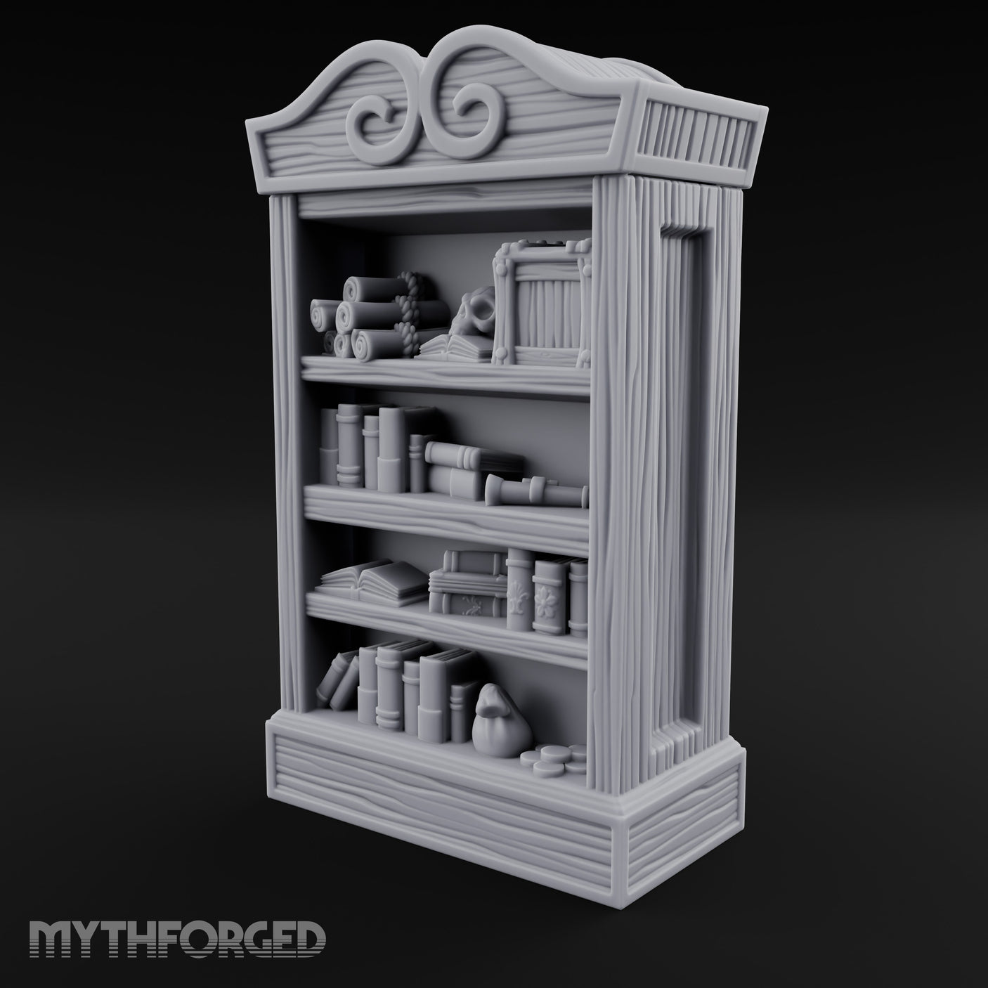 Skull-Topped Scroll-Laden Pirate Bookshelf gallery 8