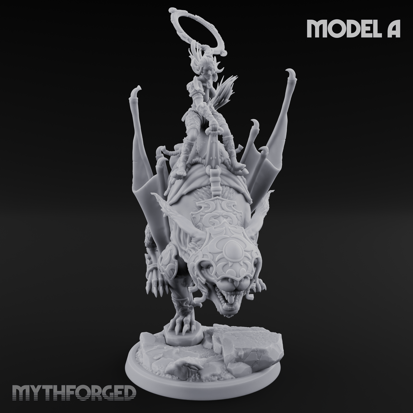Upside Down Worshipping Elf Skyriders Miniature for Dungeons and Dragons, Pathfinder or other TTRPGs