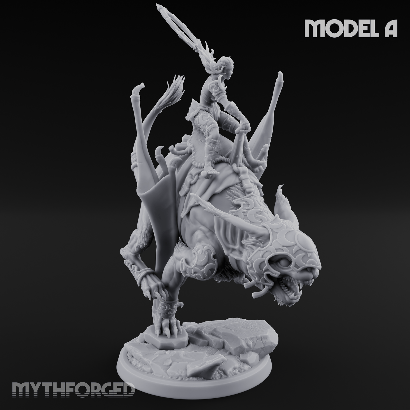 Upside Down Worshipping Elf Skyriders Miniature for Dungeons and Dragons, Pathfinder or other TTRPGs