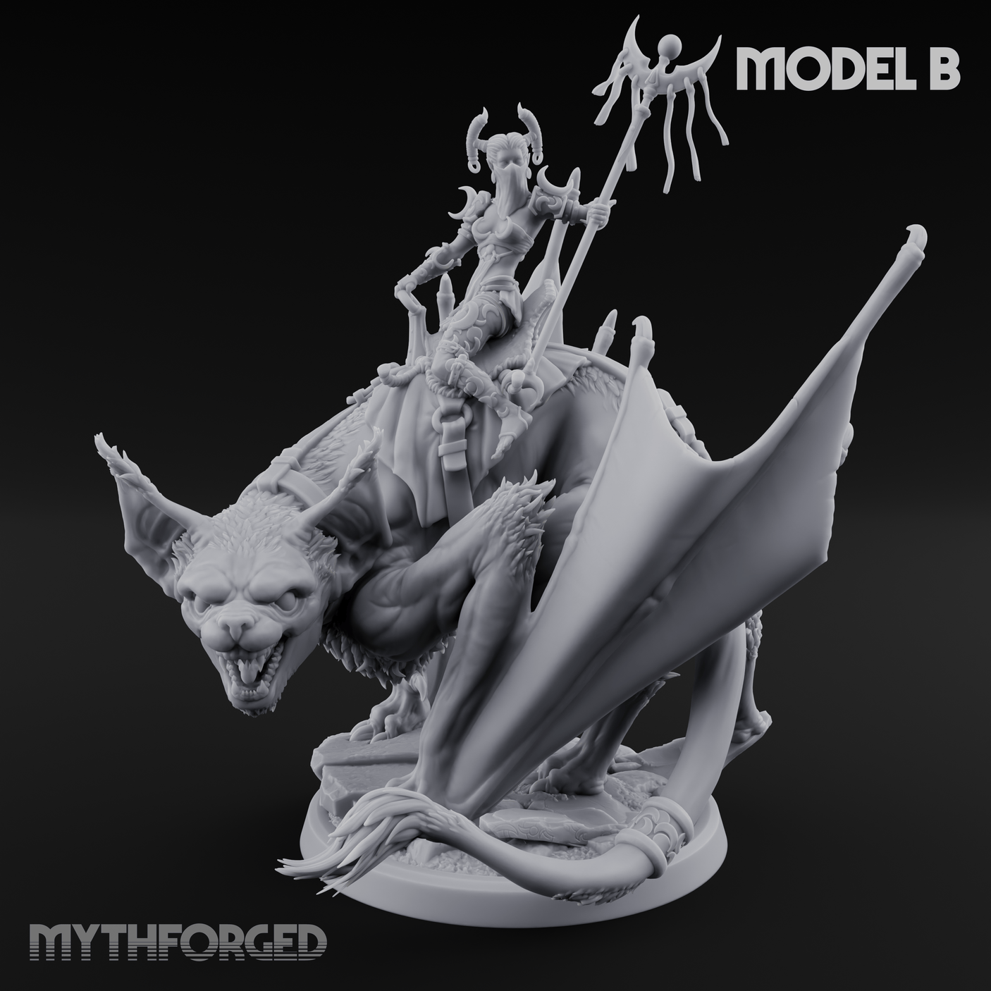 Upside Down Worshipping Elf Skyriders Miniature for Dungeons and Dragons, Pathfinder or other TTRPGs