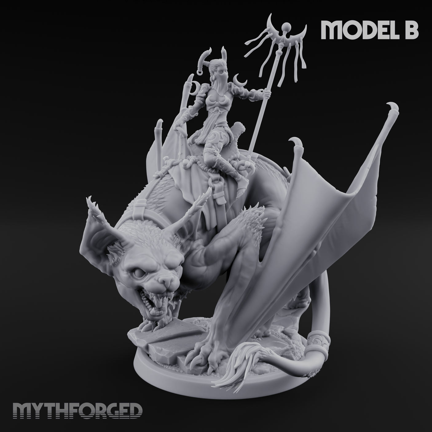 Upside Down Worshipping Elf Skyriders Miniature for Dungeons and Dragons, Pathfinder or other TTRPGs