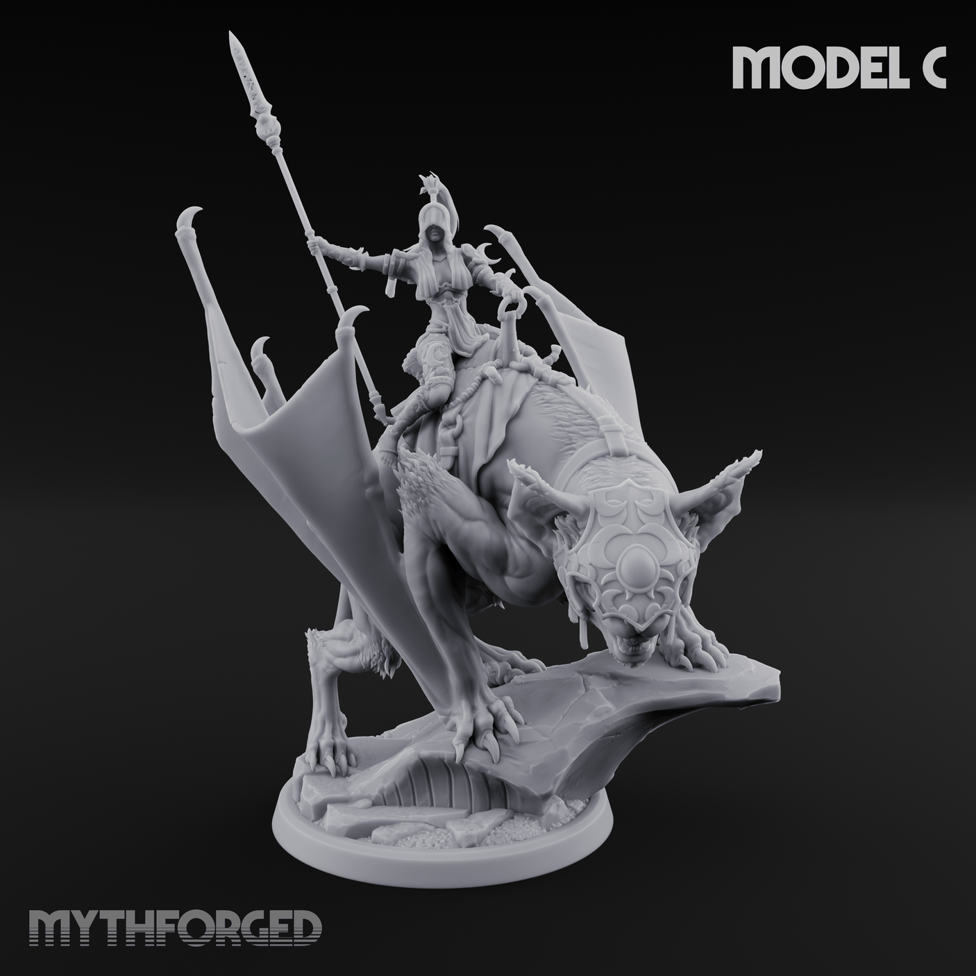 Upside Down Worshipping Elf Skyriders C Miniature for Dungeons and Dragons, Pathfinder or other TTRPGs