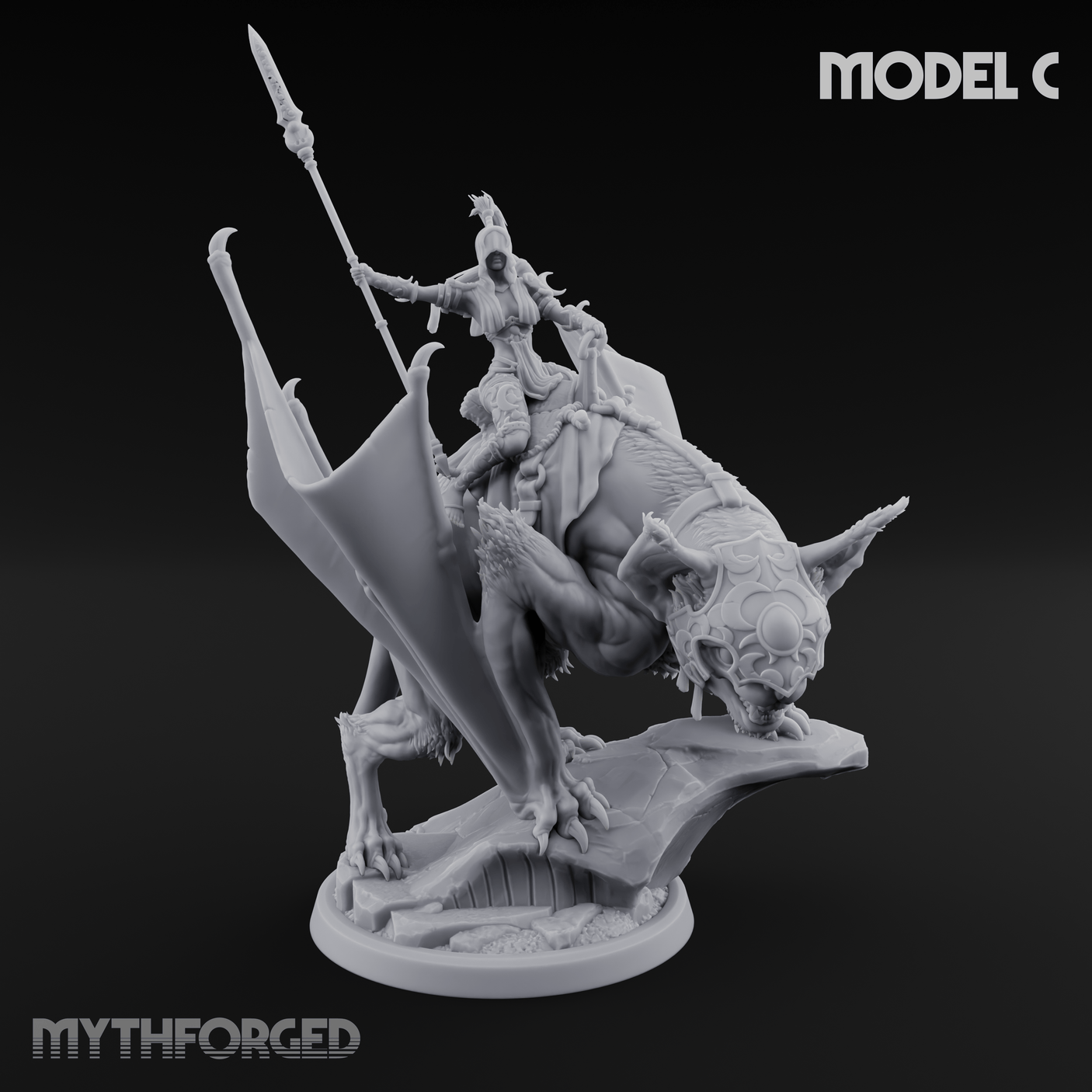 Upside Down Worshipping Elf Skyriders Miniature for Dungeons and Dragons, Pathfinder or other TTRPGs