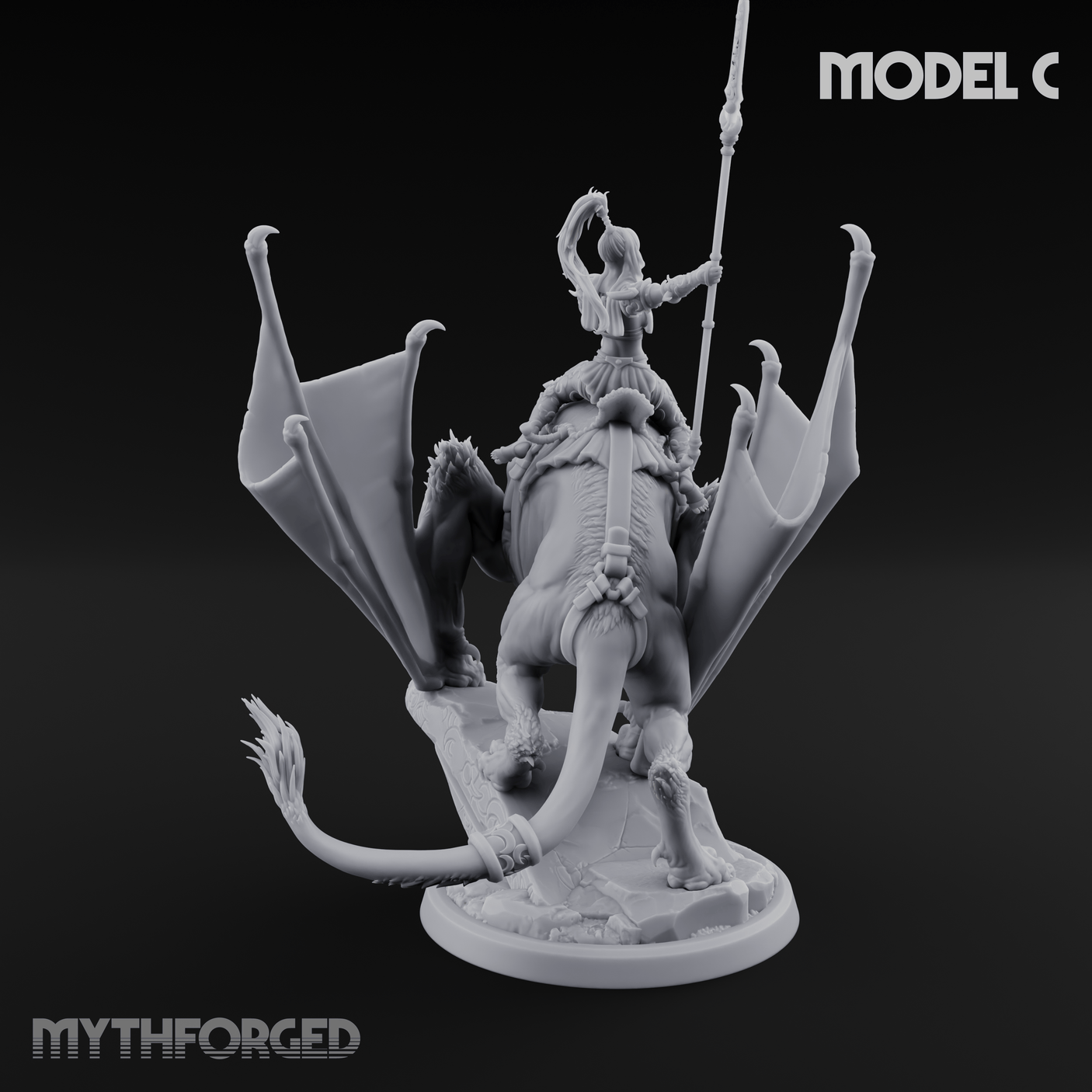 Upside Down Worshipping Elf Skyriders C Miniature for Dungeons and Dragons, Pathfinder or other TTRPGs