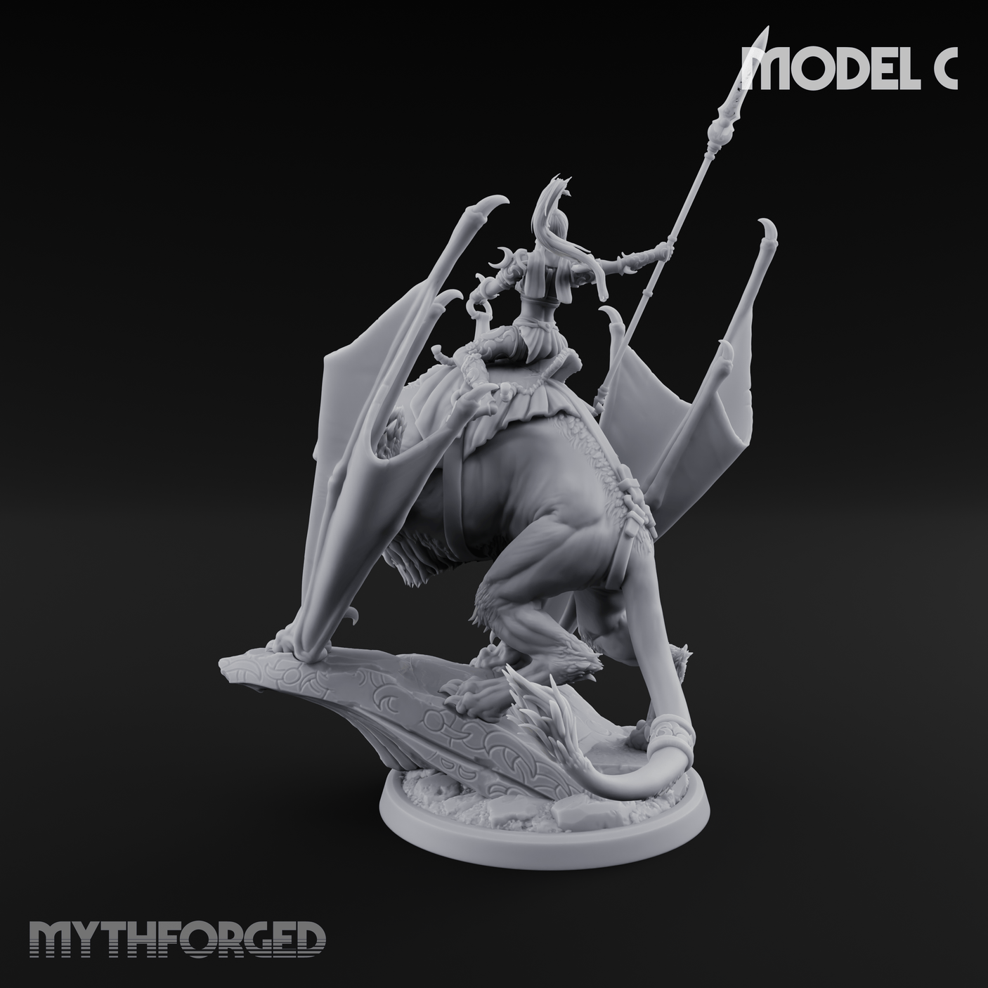 Upside Down Worshipping Elf Skyriders C Miniature for Dungeons and Dragons, Pathfinder or other TTRPGs
