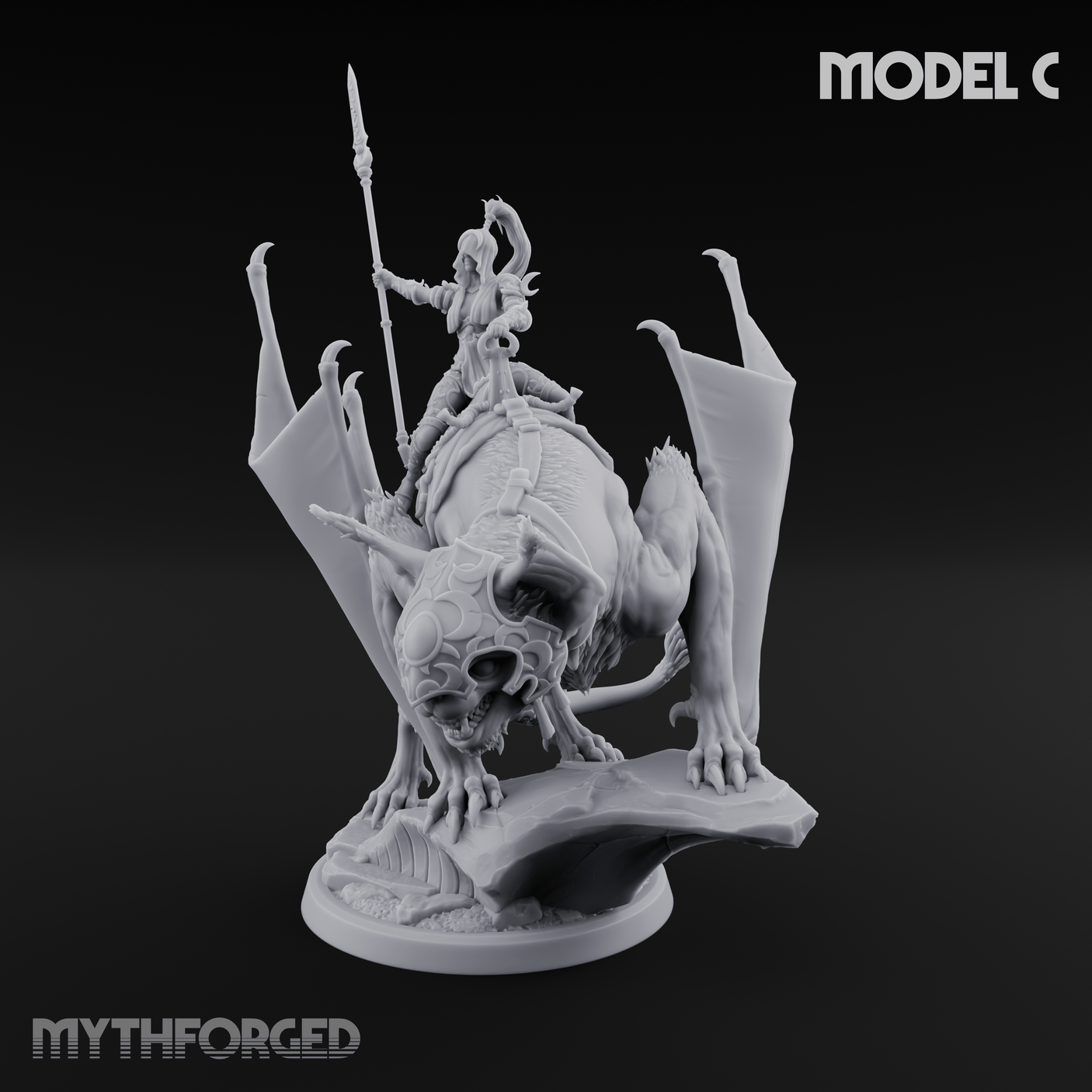 Upside Down Worshipping Elf Skyriders C Miniature for Dungeons and Dragons, Pathfinder or other TTRPGs