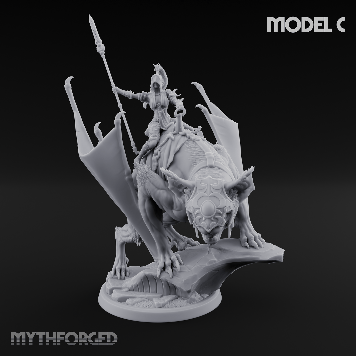 Upside Down Worshipping Elf Skyriders C Miniature for Dungeons and Dragons, Pathfinder or other TTRPGs