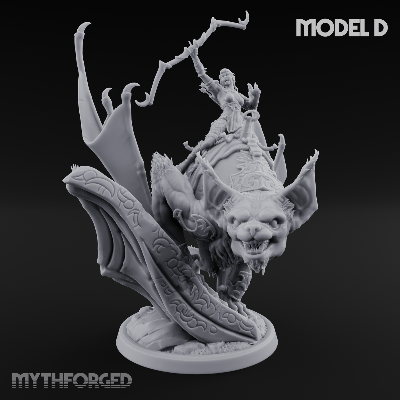 Upside Down Worshipping Elf Skyriders Miniature for Dungeons and Dragons, Pathfinder or other TTRPGs