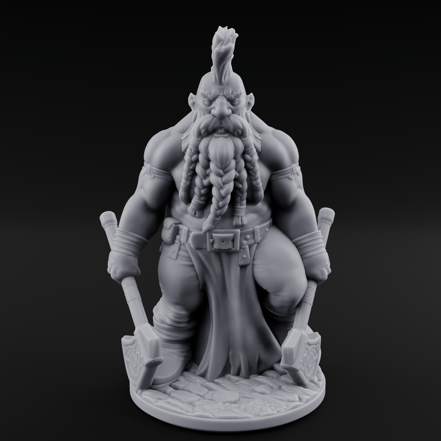 Mohawked And Ready Dwarf Slayer B Miniature for Dungeons and Dragons, Pathfinder or other TTRPGs