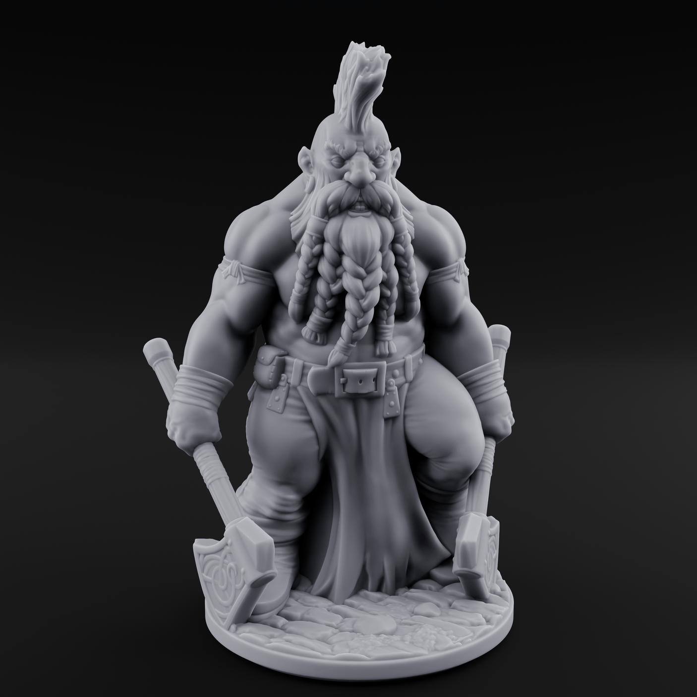 Mohawked And Ready Dwarf Slayer B Miniature for Dungeons and Dragons, Pathfinder or other TTRPGs