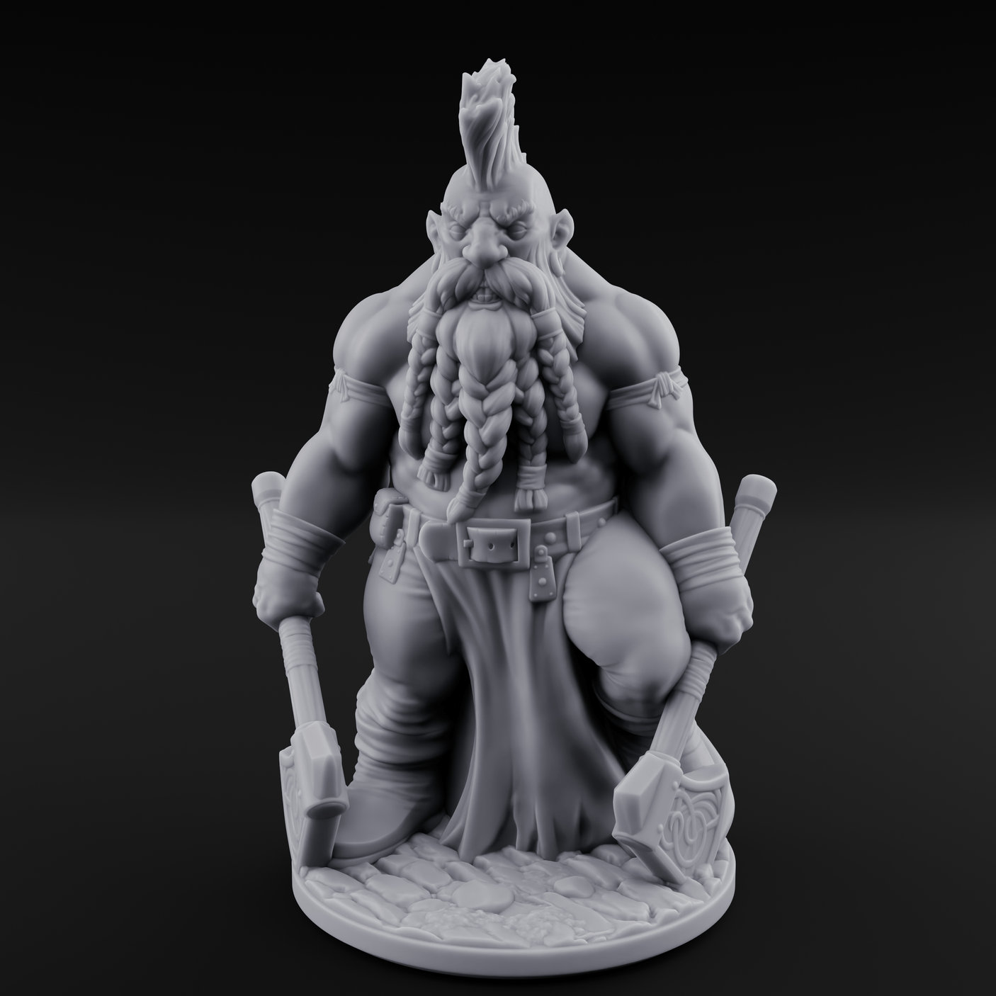 Mohawked And Ready Dwarf Slayer B Miniature for Dungeons and Dragons, Pathfinder or other TTRPGs