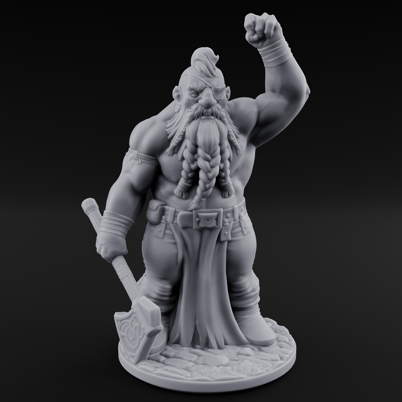 Mohawked And Ready Dwarf Slayer C Miniature for Dungeons and Dragons, Pathfinder or other TTRPGs