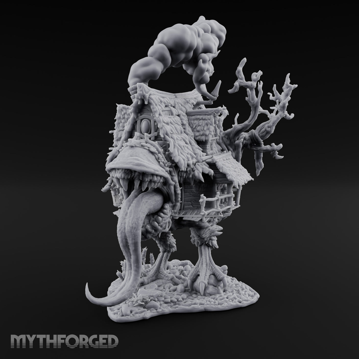 Smoke Billowing Mimic Cottage Miniature for Dungeons and Dragons, Pathfinder or other TTRPGs