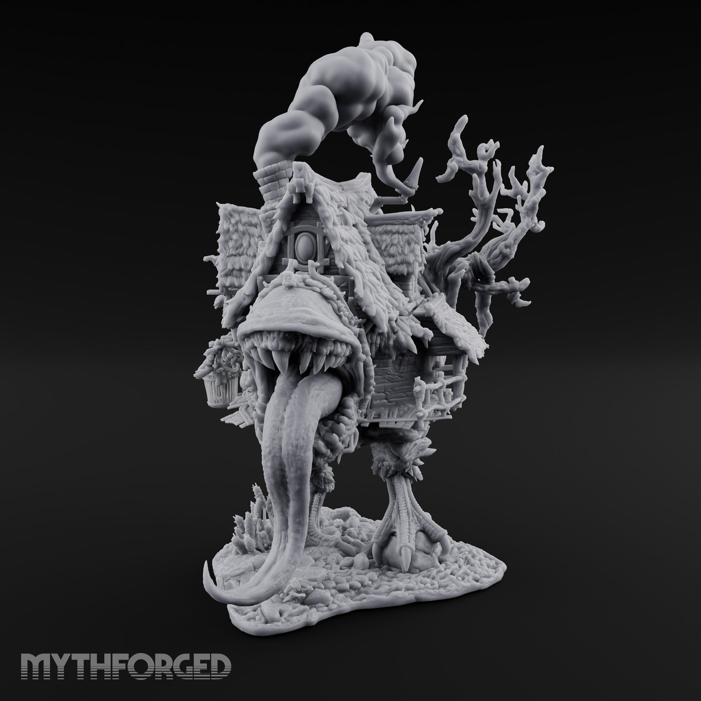 Smoke Billowing Mimic Cottage Miniature for Dungeons and Dragons, Pathfinder or other TTRPGs