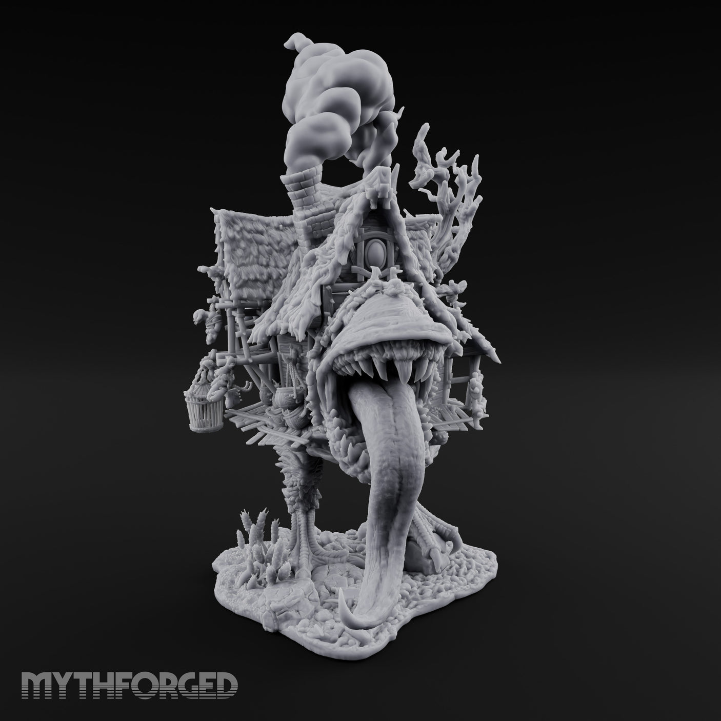 Smoke Billowing Mimic Cottage Miniature for Dungeons and Dragons, Pathfinder or other TTRPGs