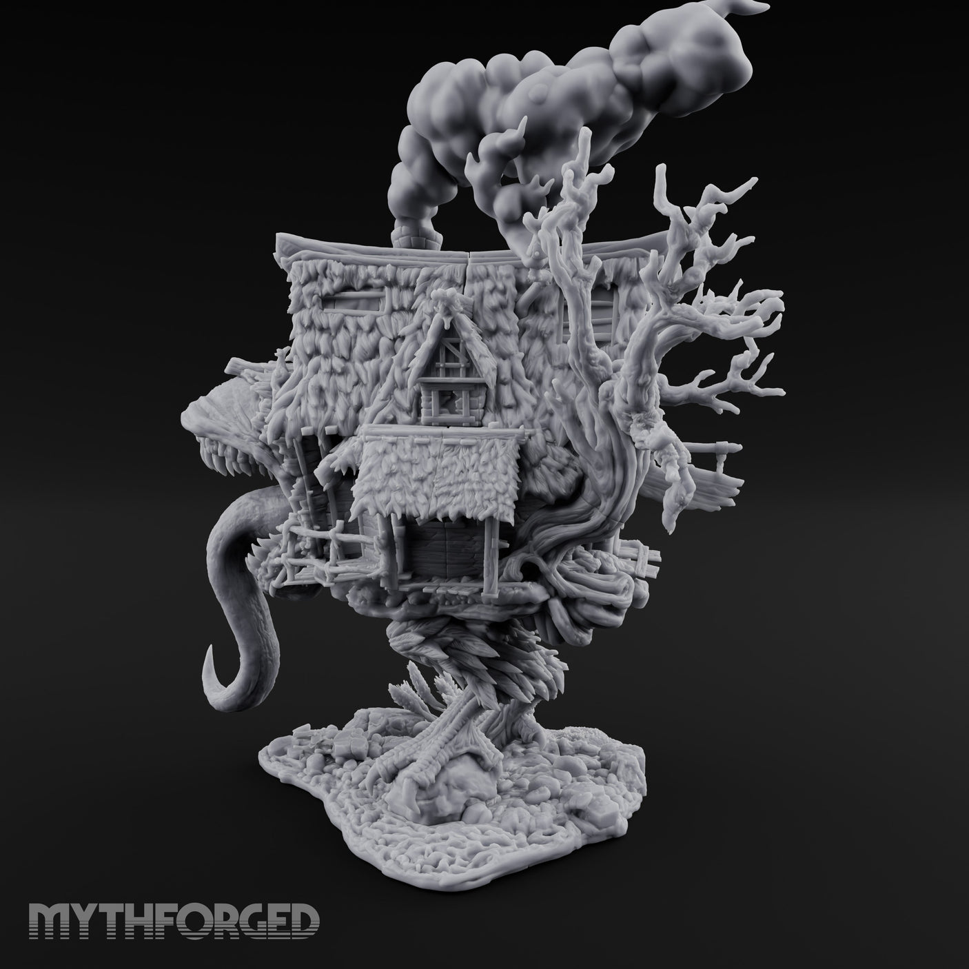 Smoke Billowing Mimic Cottage Miniature for Dungeons and Dragons, Pathfinder or other TTRPGs
