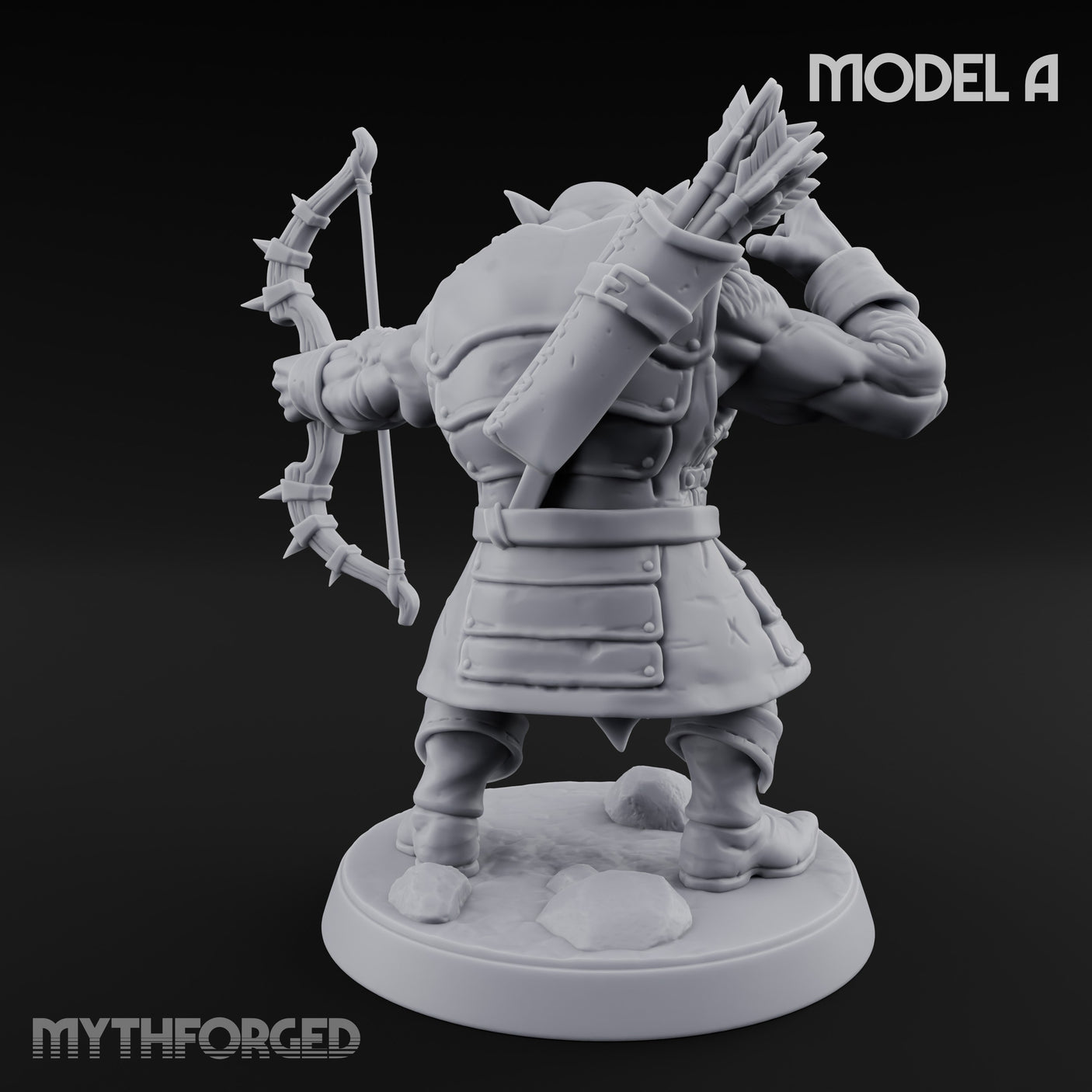 Snarling Bow Drawing Pig Orc Archer A Miniature for Dungeons and Dragons, Pathfinder or other TTRPGs