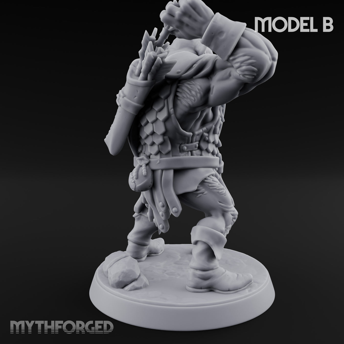 Snarling Bow Drawing Pig Orc Archer B Miniature for Dungeons and Dragons, Pathfinder or other TTRPGs