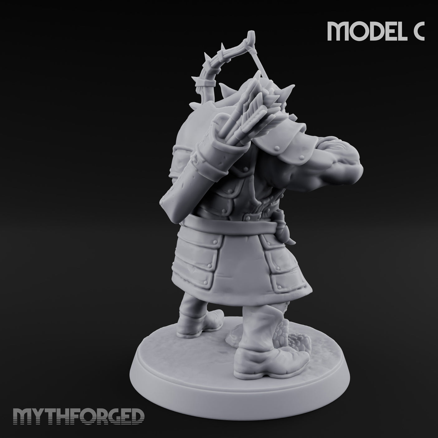 Snarling Bow Drawing Pig Orc Archer C Miniature for Dungeons and Dragons, Pathfinder or other TTRPGs