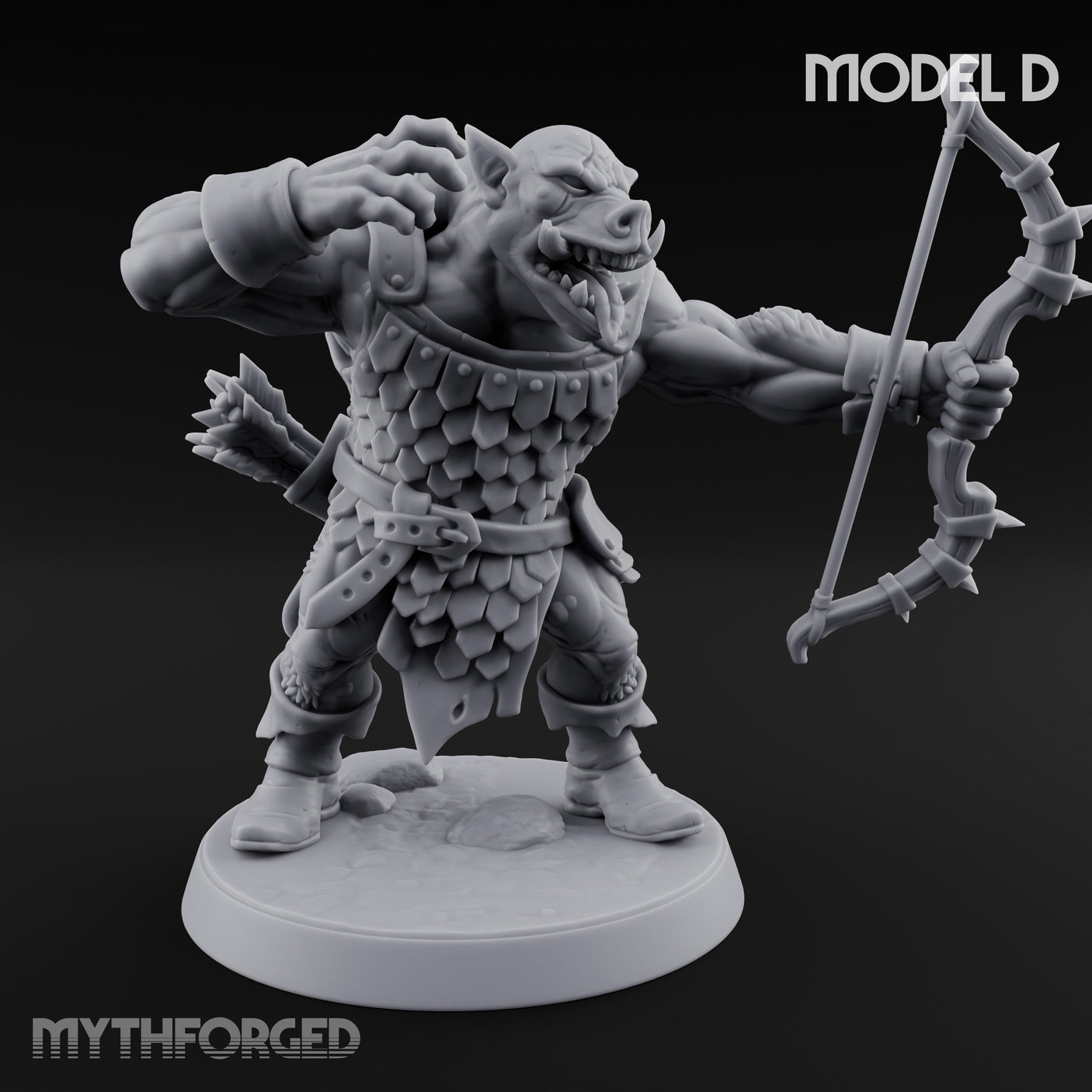 Snarling Bow Drawing Pig Orc Archers — D gallery 1