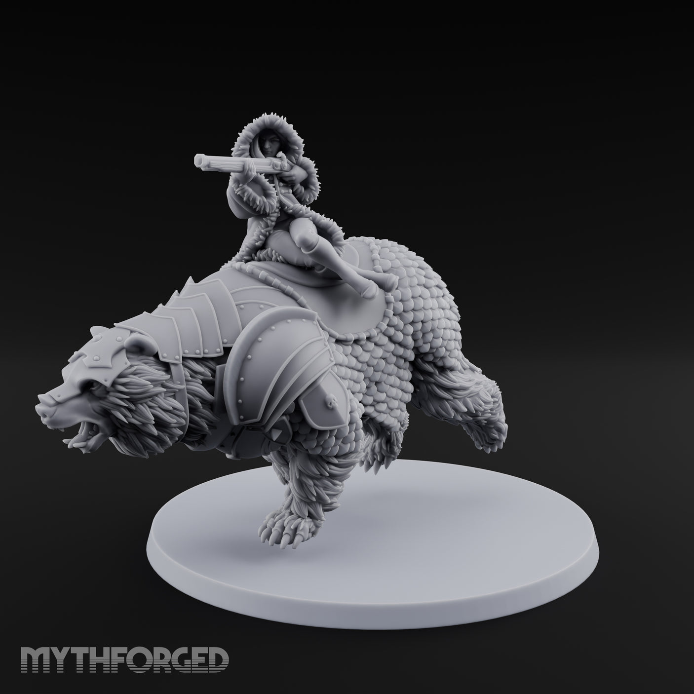 Taking Aim Rifle Bear Rider Miniature for Dungeons and Dragons, Pathfinder or other TTRPGs