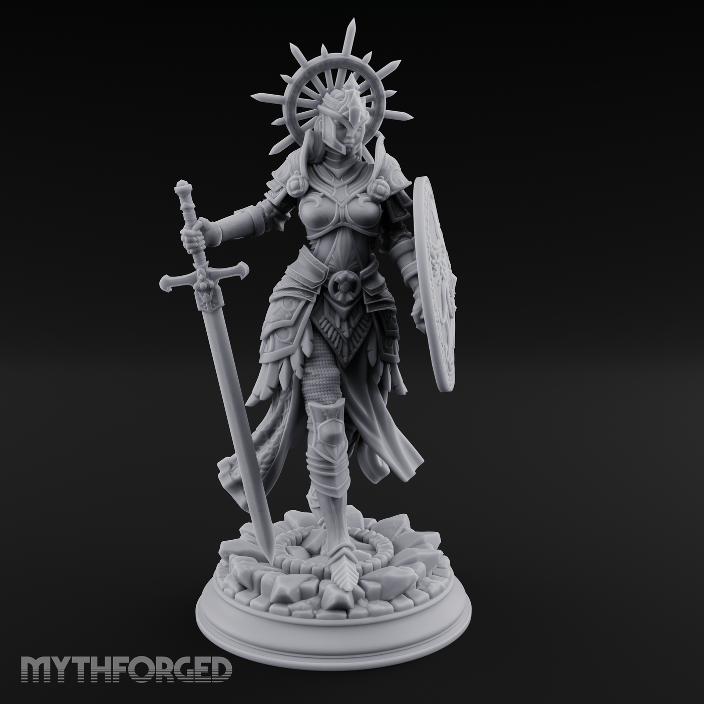 Halo Crowned Defender Aasimar Paladin Miniature for Dungeons and Dragons, Pathfinder or other TTRPGs