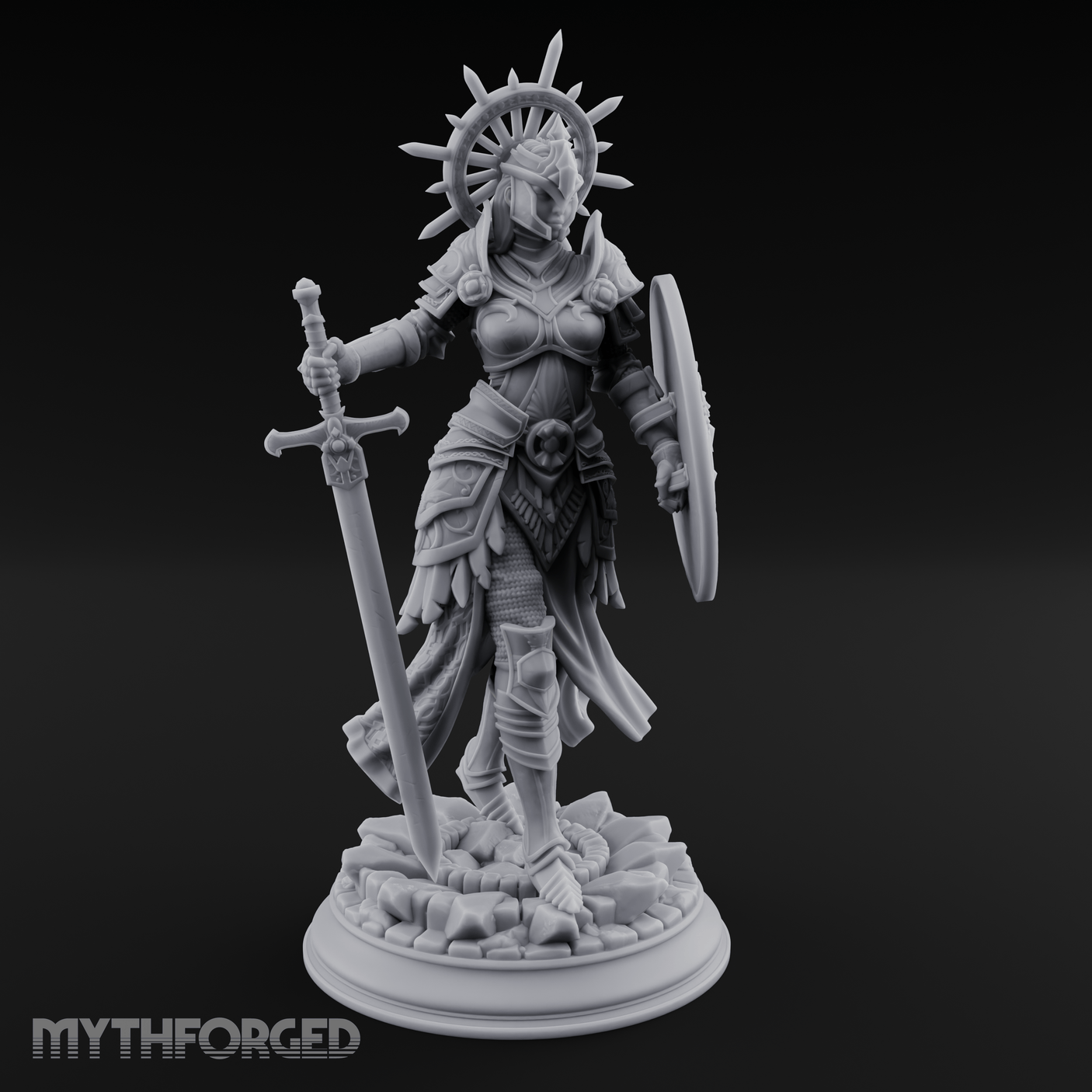 Halo Crowned Defender Aasimar Paladin Miniature for Dungeons and Dragons, Pathfinder or other TTRPGs