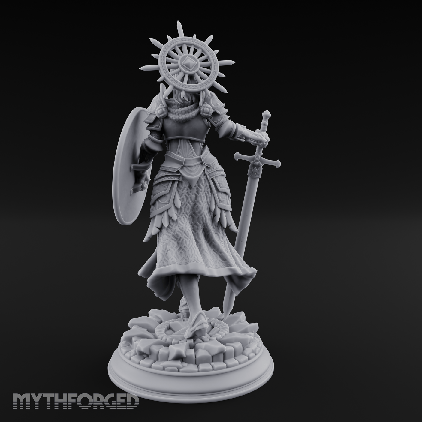 Halo Crowned Defender Aasimar Paladin Miniature for Dungeons and Dragons, Pathfinder or other TTRPGs
