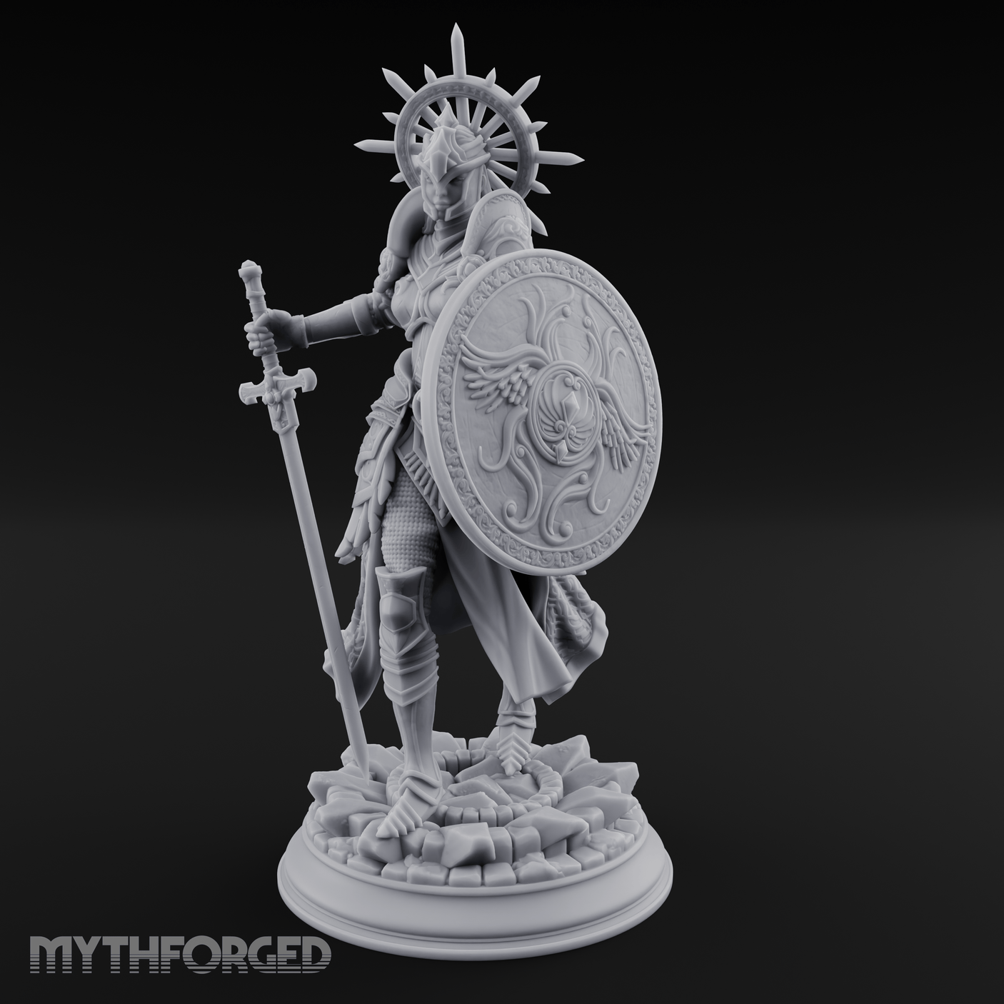 Halo Crowned Defender Aasimar Paladin Miniature for Dungeons and Dragons, Pathfinder or other TTRPGs