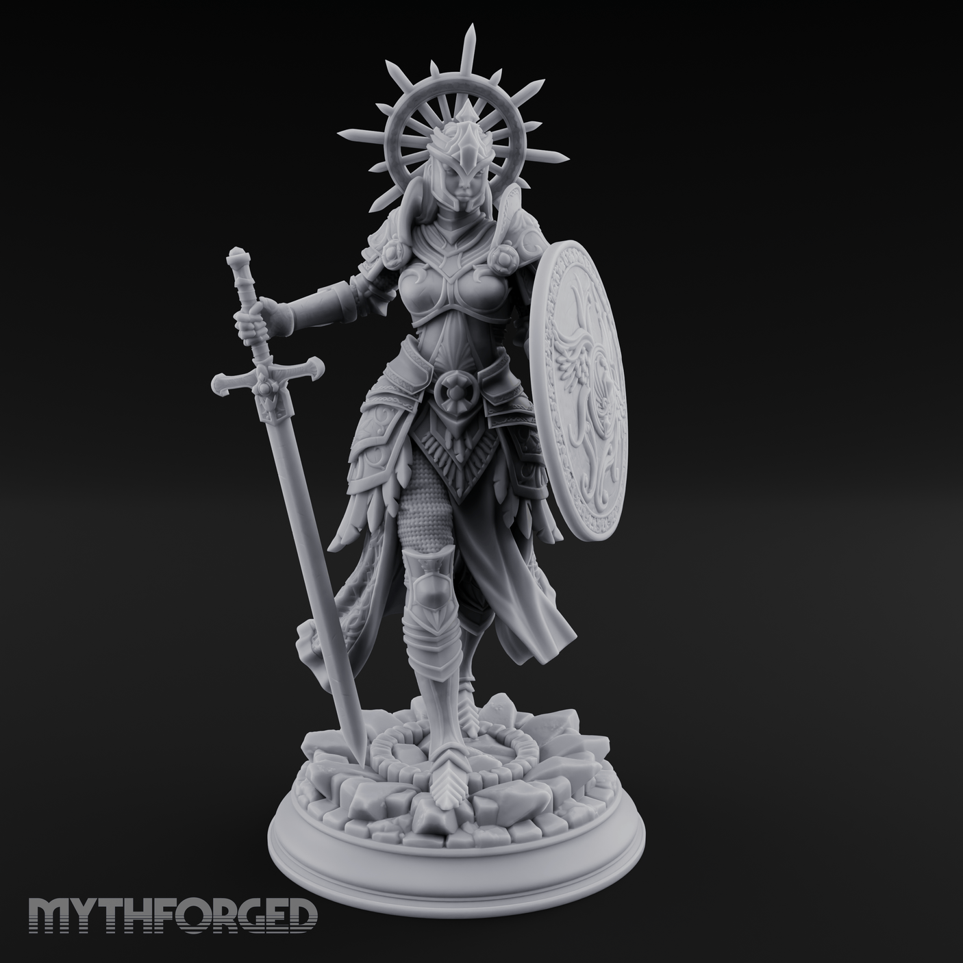 Halo Crowned Defender Aasimar Paladin Miniature for Dungeons and Dragons, Pathfinder or other TTRPGs