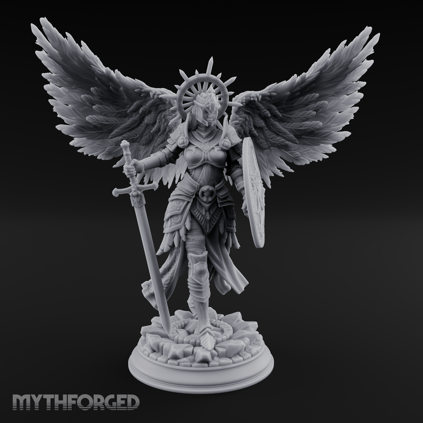 Halo Crowned Defender Aasimar Paladin Miniature for Dungeons and Dragons, Pathfinder or other TTRPGs