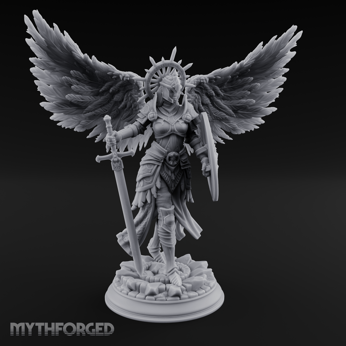 Halo Crowned Defender Aasimar Paladin Miniature for Dungeons and Dragons, Pathfinder or other TTRPGs
