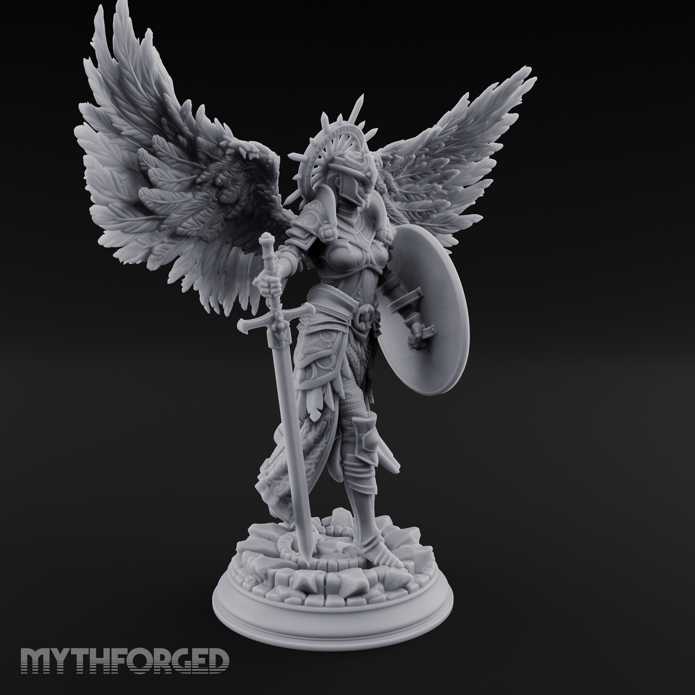 Halo Crowned Defender Aasimar Paladin Miniature for Dungeons and Dragons, Pathfinder or other TTRPGs