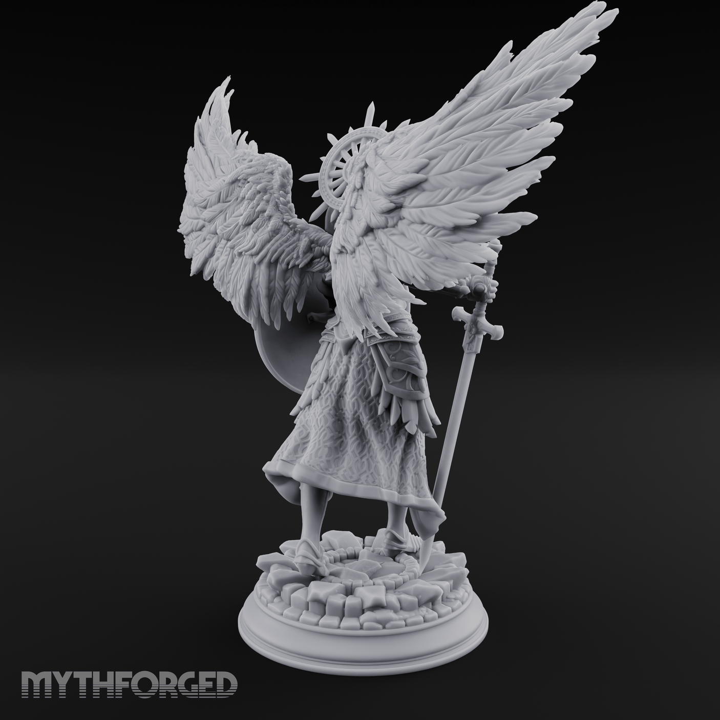Halo Crowned Defender Aasimar Paladin Miniature for Dungeons and Dragons, Pathfinder or other TTRPGs