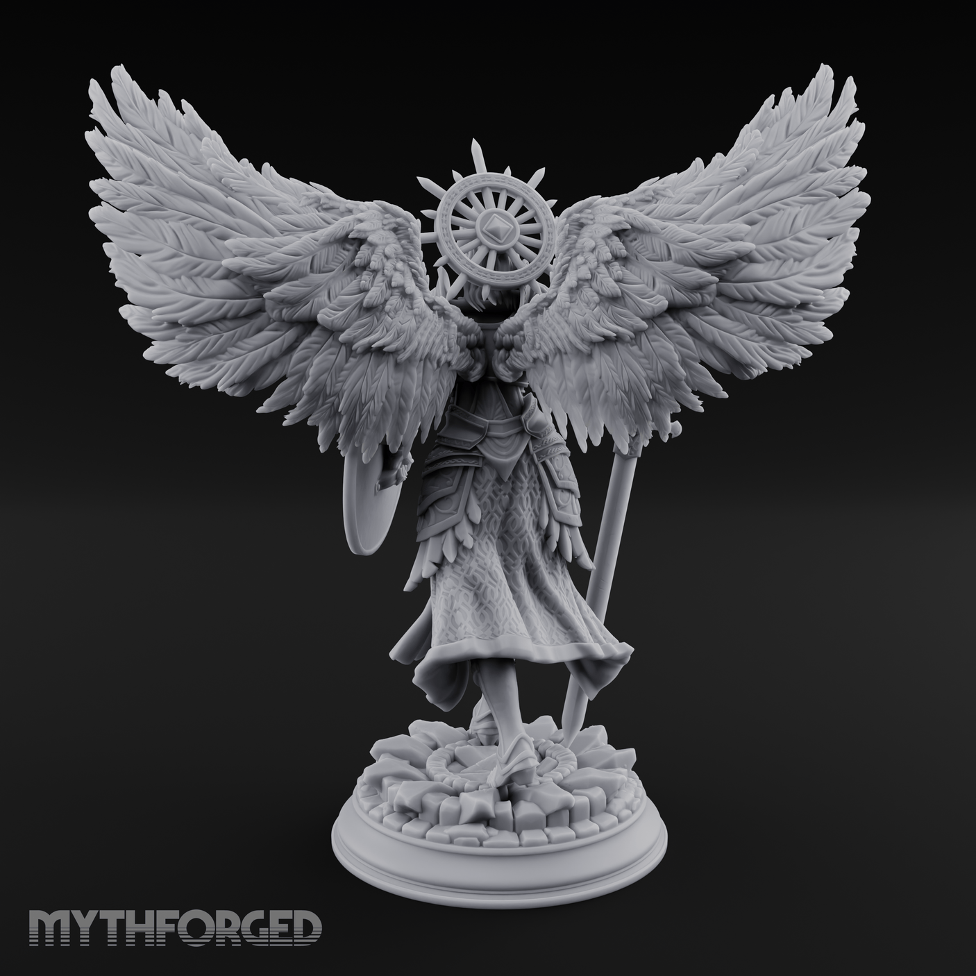 Halo Crowned Defender Aasimar Paladin Miniature for Dungeons and Dragons, Pathfinder or other TTRPGs