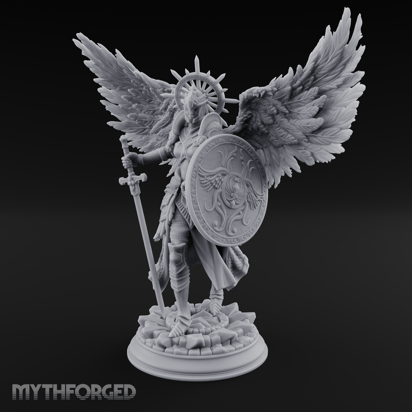 Halo Crowned Defender Aasimar Paladin Miniature for Dungeons and Dragons, Pathfinder or other TTRPGs