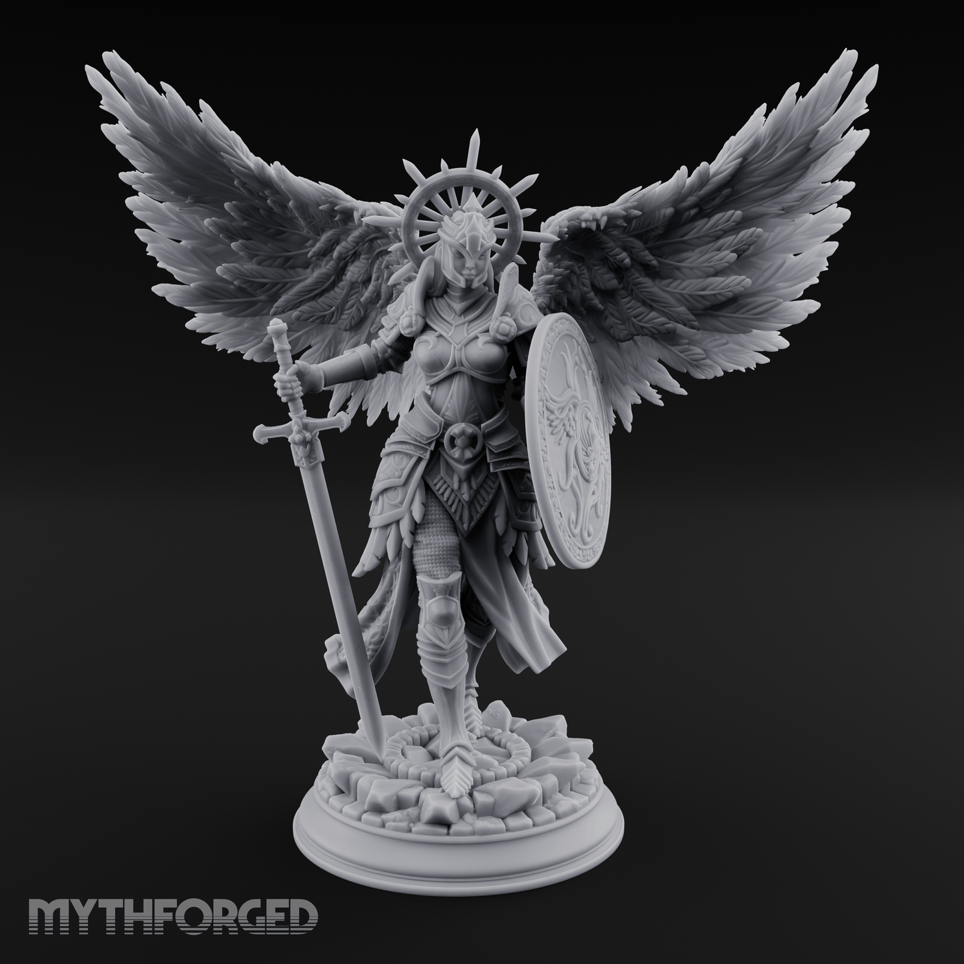 Halo Crowned Defender Aasimar Paladin Miniature for Dungeons and Dragons, Pathfinder or other TTRPGs