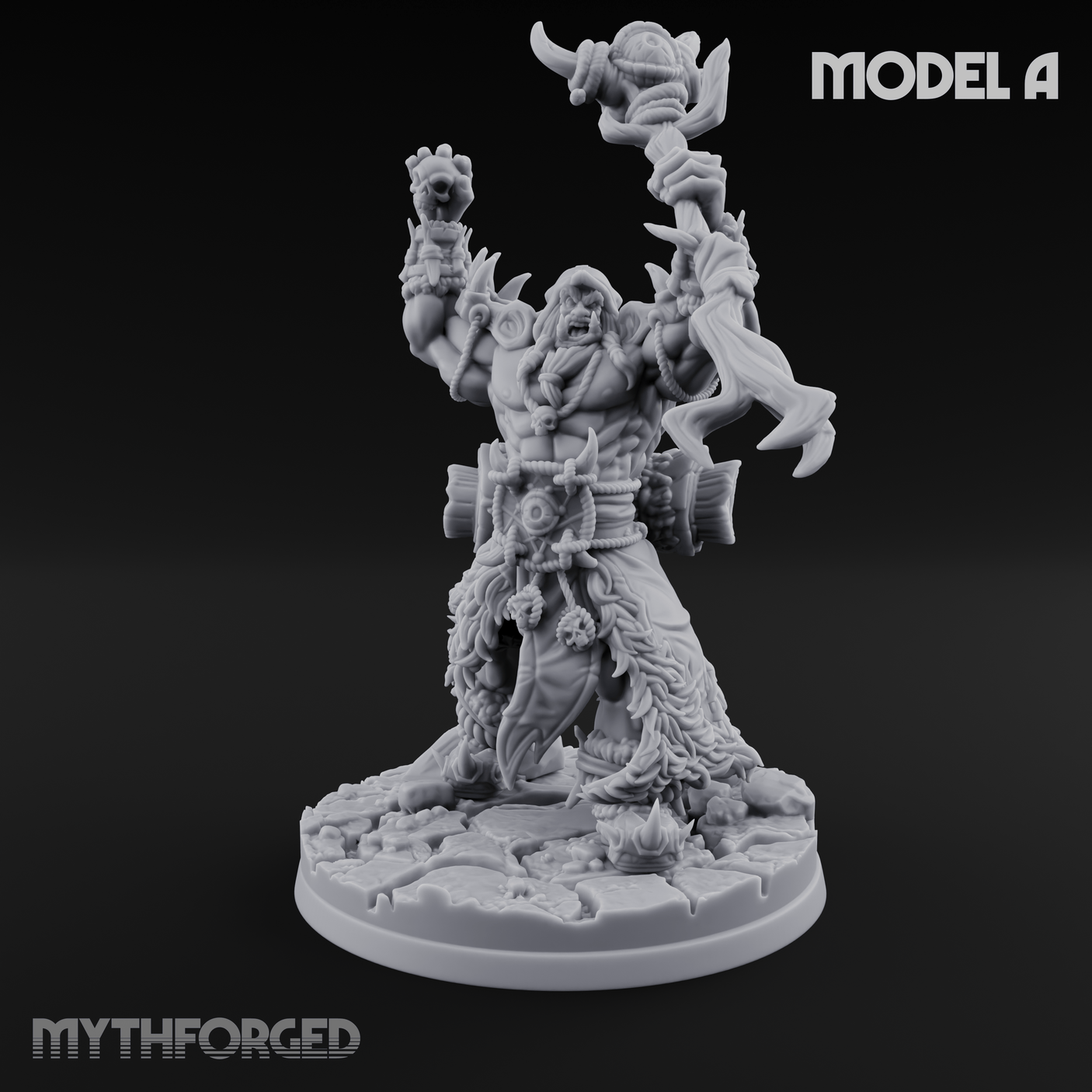 Arms Raised Conjuring Orc Sorcerers A Miniature for Dungeons and Dragons, Pathfinder or other TTRPGs