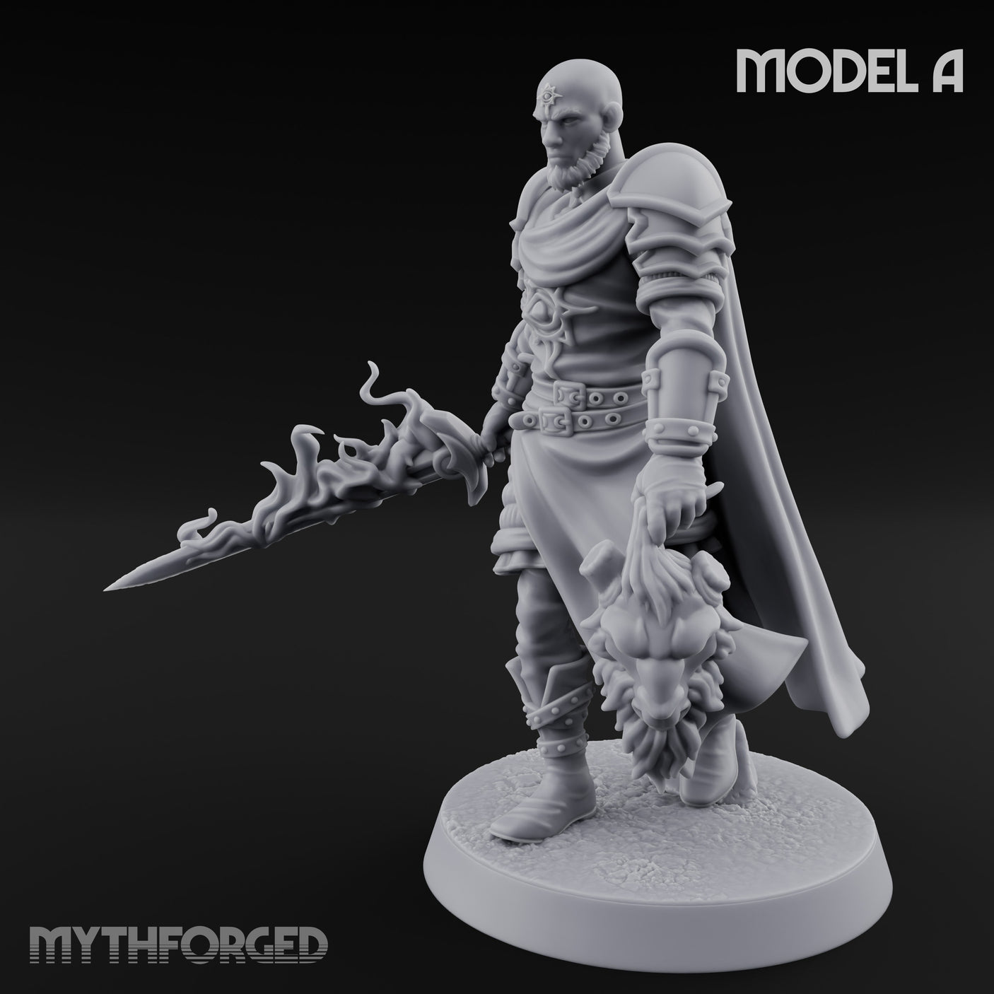 Soul Spear Wielding Human Ash Paladin A Miniature for Dungeons and Dragons, Pathfinder or other TTRPGs
