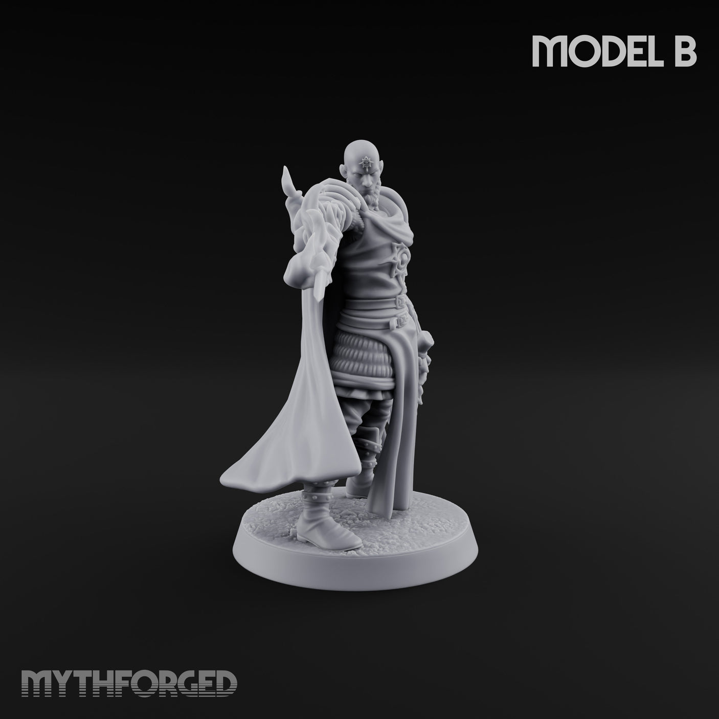 Soul Spear Wielding Human Ash Paladin B Miniature for Dungeons and Dragons, Pathfinder or other TTRPGs