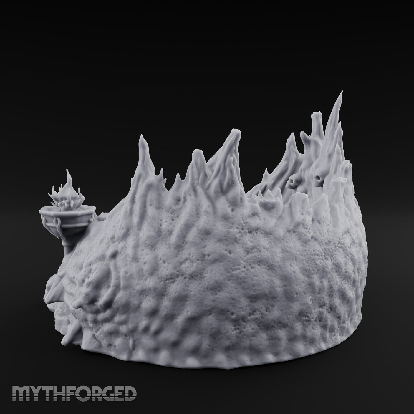 Soul-Wreathed Flame-Flanked Necromantic Ritual Dais Miniature for Dungeons and Dragons, Pathfinder or other TTRPGs