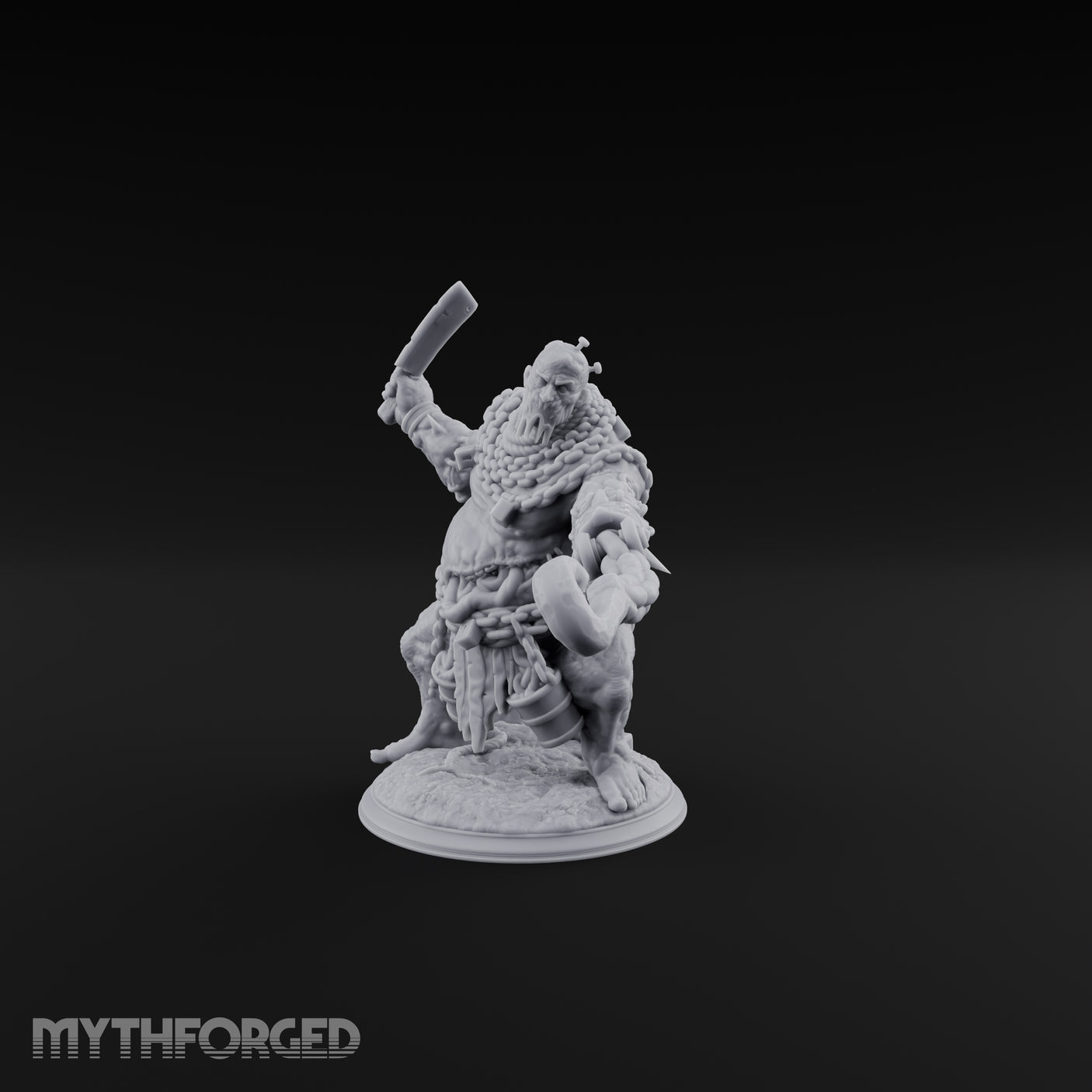 Cleaver Swinging Undead Ogre Butcher Miniature for Dungeons and Dragons, Pathfinder or other TTRPGs