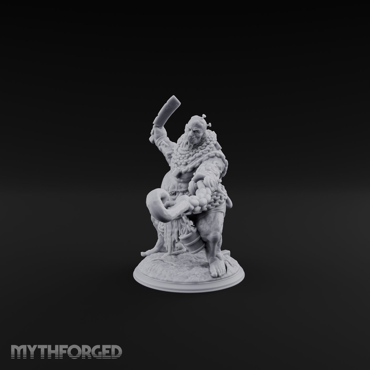 Cleaver Swinging Undead Ogre Butcher Miniature for Dungeons and Dragons, Pathfinder or other TTRPGs
