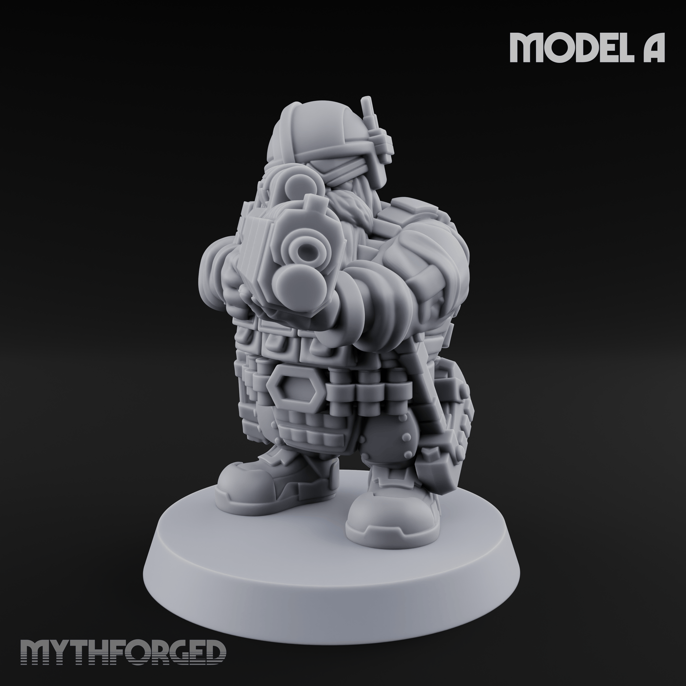 Guns Blazing Space Dwarf Assault Troopers Miniature for Dungeons and Dragons, Pathfinder or other TTRPGs
