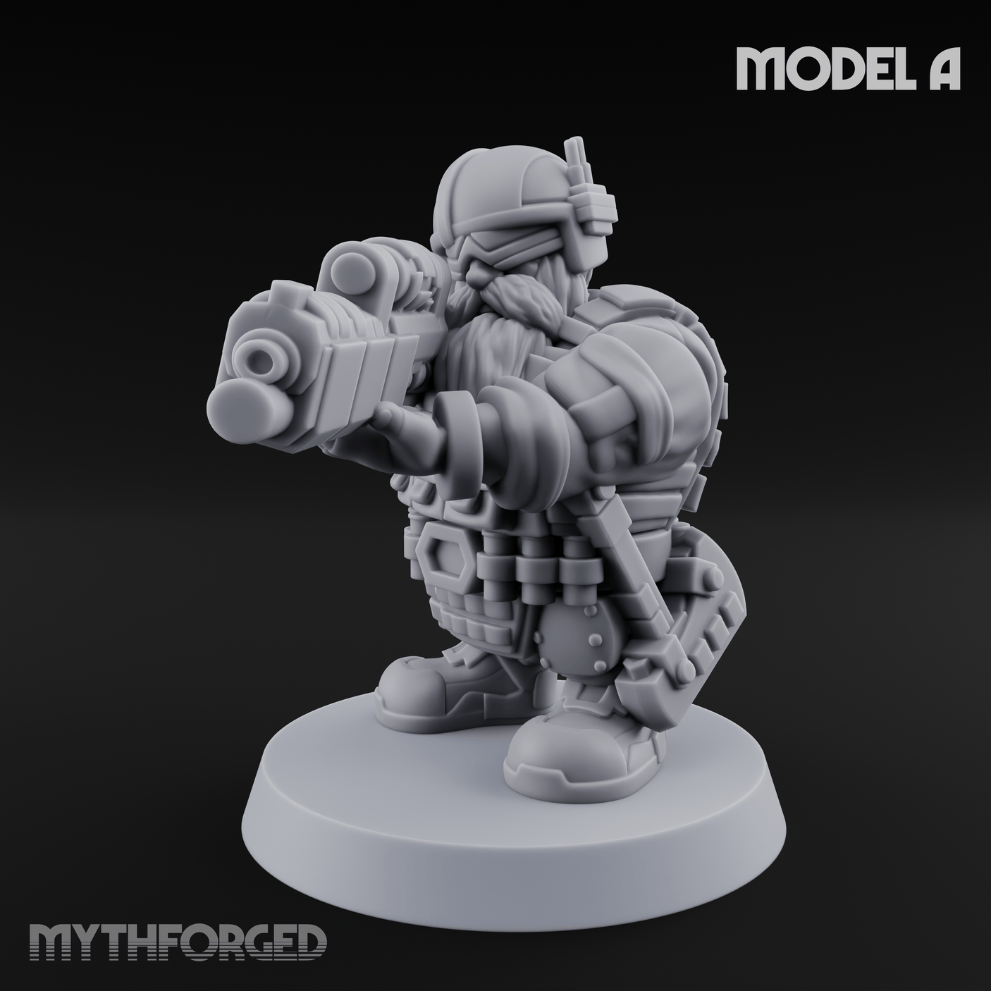 Guns Blazing Space Dwarf Assault Troopers A Miniature for Dungeons and Dragons, Pathfinder or other TTRPGs
